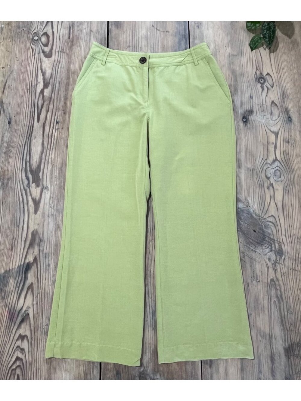 Emma James Cropped Pants Womens 10S Lime Green Flap Pockets
